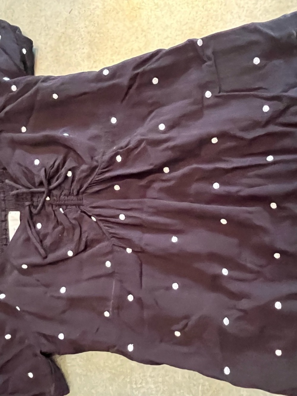 LOFT Black top with White Polka Dot Detail - Picture 2 of 3
